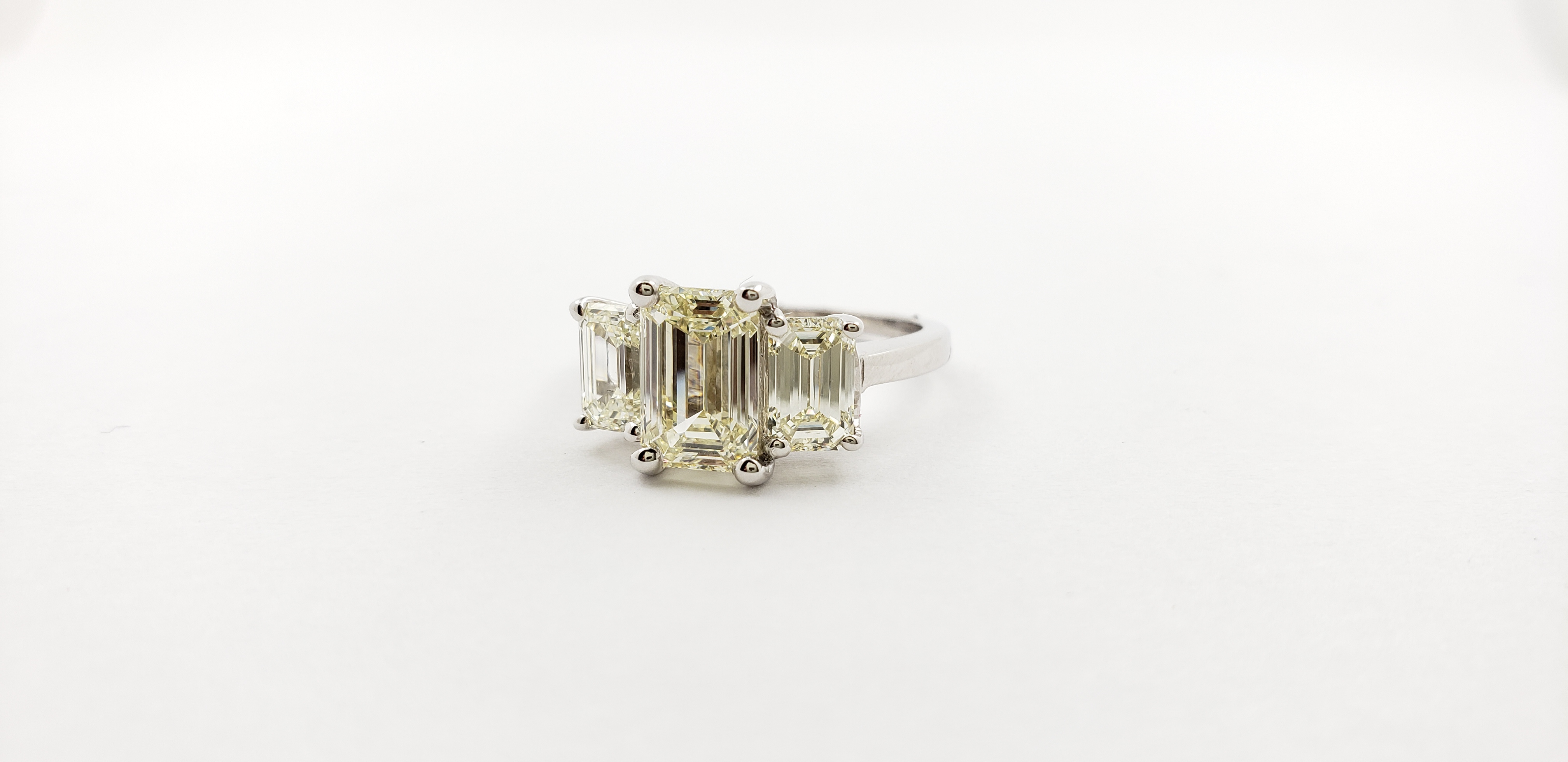 Three-Stone Emerald Cut Diamond Ring